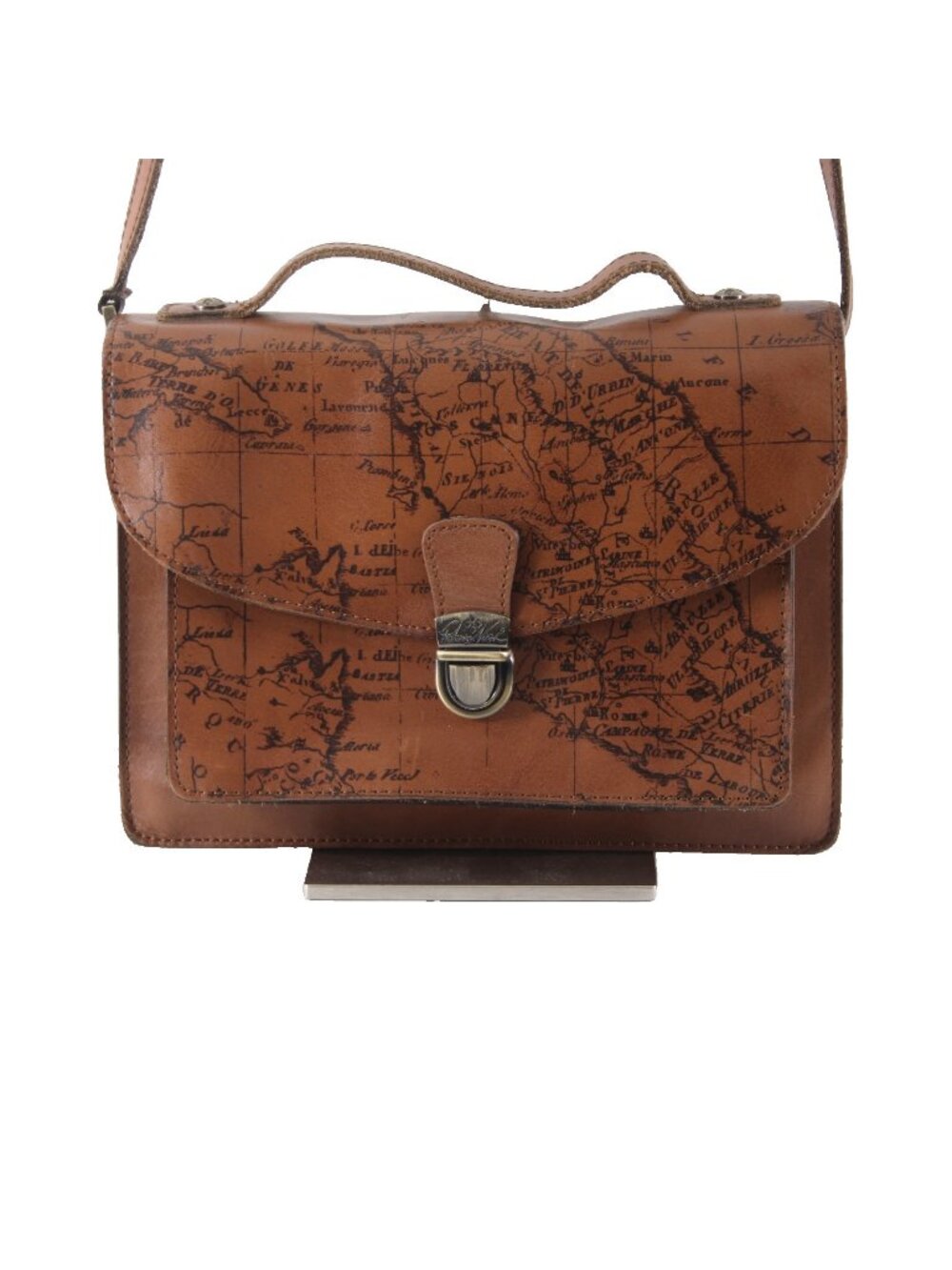 Patricia Nash Purse 10 x 8 x 3 Brown World Map Inner Pockets Leather Purse